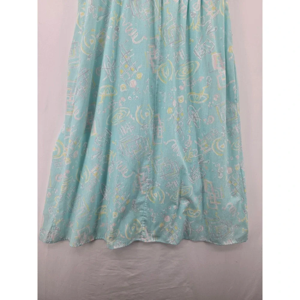 Vintage Gilligan O'Malley Nightgown M Blue Pastel Abstract Cotton Blend USA Made
